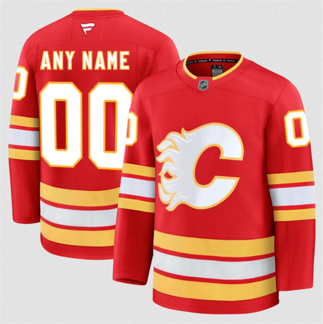 Men's Calgary Flames Active Player Custom Red 2024-25 Home Stitched Hockey Jersey